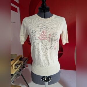 Cream Graphic Women Sweater
